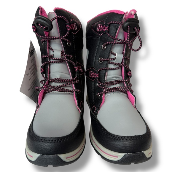 NWT Totes Girls Thermolite Beaver Black Pink Winter Snow Boots Size 1 Slip-On - Picture 4 of 15